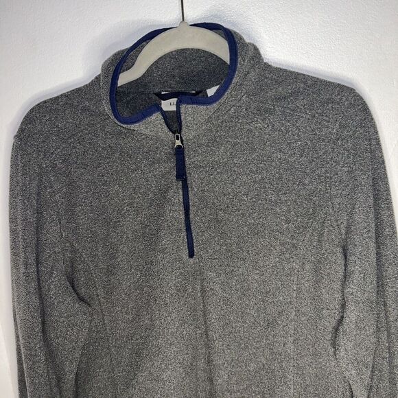LL Bean 1/4 Zip Lightweight Fleece Pullover Sweater Logo Gray Size L Women's - Picture 2 of 6